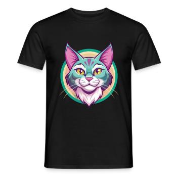 Chat pailleté de Californie Race Dessin animé Kawaii Pet - T-shirt homme - noir - Devant - AI Model Male 178 light (178cm)