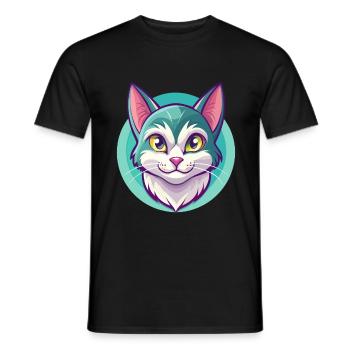 European Shorthair Cat Breed Cartoon Kawaii Animal - Men's T-Shirt - black - Front - AI Model Male 178 light (178cm)