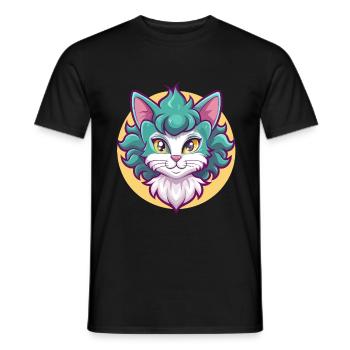 Laperm Chat Race Dessin Animé Kawaii Animal Pet - T-shirt homme - noir - Devant - AI Model Male 178 light (178cm)