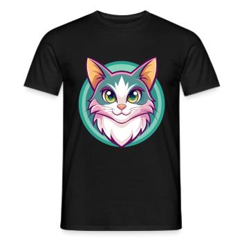 Turc Van Chat Race Dessin Animé Kawaii Animal Pet - T-shirt homme - noir - Devant - AI Model Male 178 light (178cm)