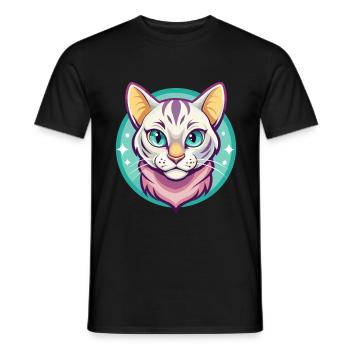 Schnee Bengalen Katze Rasse Karikatur Kawaii Tier Haustier - Männer T-Shirt - Schwarz - Vorne - AI Model Male 178 light (178cm)