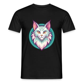 Turkish Angora Cat Breed Cartoon Kawaii Animal Pet - Men's T-Shirt - black - Front - AI Model Male 178 light (178cm)