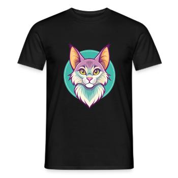Chat Somali Race Dessin Animé Kawaii Animal Pet - T-shirt homme - noir - Devant - AI Model Male 178 light (178cm)
