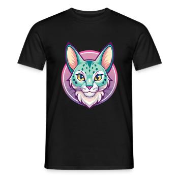 Savannah Chat Race Dessin Animé Kawaii Animal Pet - T-shirt homme - noir - Devant - AI Model Male 178 light (178cm)