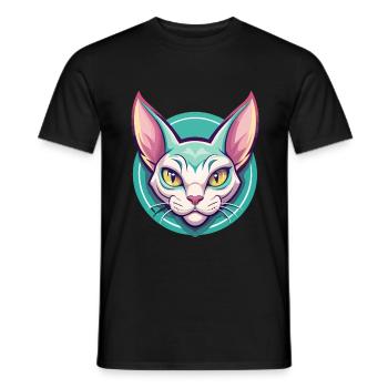 German Rex Cat Breed Cartoon Kawaii Animal Pet - Men's T-Shirt - black - Front - AI Model Male 178 light (178cm)