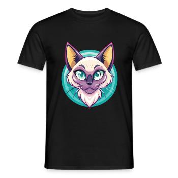 Balinesische Katze Rasse Cartoon Kawaii Tier Haustier - Männer T-Shirt - Schwarz - Vorne - AI Model Male 178 light (178cm)