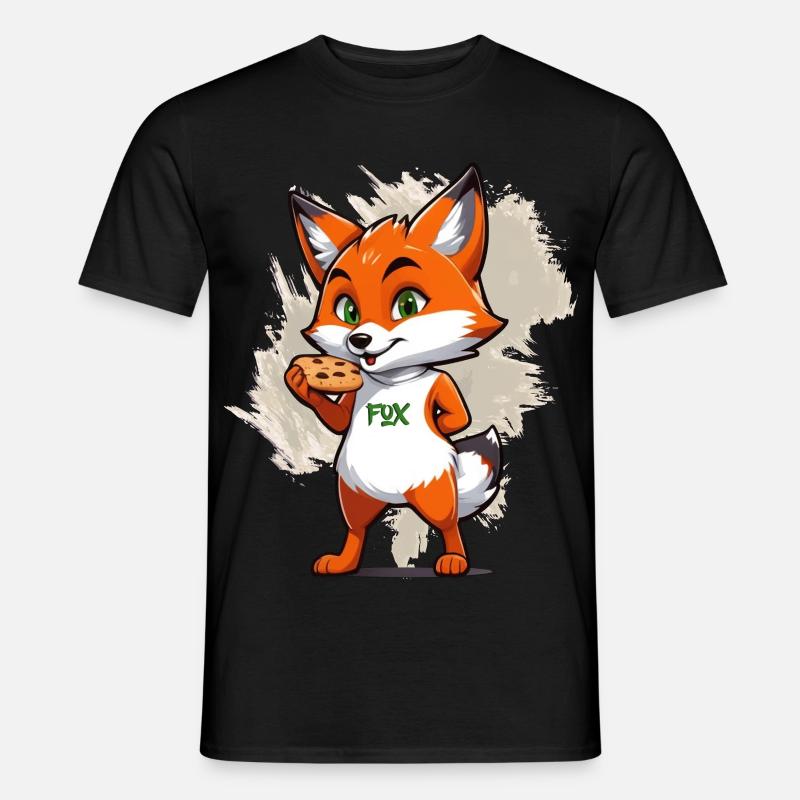 Fuchs mit Keksen - Männer T-Shirt - Schwarz