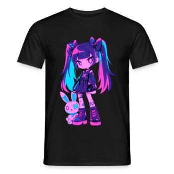Mignon Kawaii Anime Fille Grunge Goth Lapin Gothique - T-shirt homme - noir - Devant - AI Model Male 178 light (178cm)
