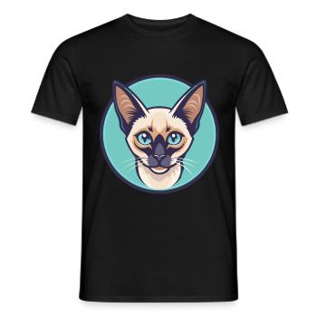 Balinesische Katze Rasse Cartoon Kawaii Tier Haustier - Männer T-Shirt - Schwarz - Vorne - AI Model Male 178 light (178cm)