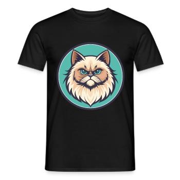 Colorpoint Chat Persan Race Dessin Animé Kawaii Animal - T-shirt homme - noir - Devant - AI Model Male 178 light (178cm)