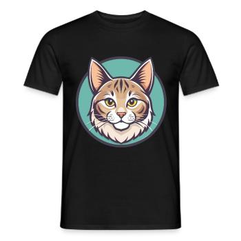 Américain Bobtail Chat Race Dessin Animé Kawaii Animal - T-shirt homme - noir - Devant - AI Model Male 178 light (178cm)