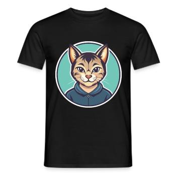 Asiatische Katzenrasse Karikatur Kawaii Tier Haustier - Männer T-Shirt - Schwarz - Vorne - AI Model Male 178 light (178cm)