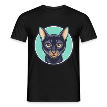 Bombay Chat Race Dessin Animé Kawaii Animal Pet - T-shirt homme - noir - Devant - AI Model Male 178 light (178cm)