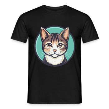 Domestic Cat Breed Cartoon Kawaii Animal Pet - Men's T-Shirt - black - Front - AI Model Male 178 light (178cm)
