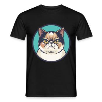 Exotische Kurzhaarkatze Rasse Cartoon Kawaii Tier - Männer T-Shirt - Schwarz - Vorne - AI Model Male 178 light (178cm)