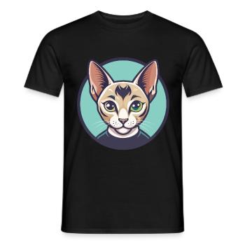 Javanische Katzenrasse Karikatur Kawaii Tier Haustier - Männer T-Shirt - Schwarz - Vorne - AI Model Male 178 light (178cm)