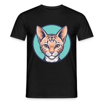Ocicat Chat Race Dessin Animé Kawaii Animal Animal Pet - T-shirt homme - noir - Devant - AI Model Male 178 light (178cm)