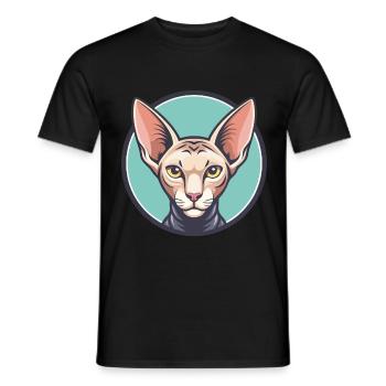 Peterbald Chat Race Dessin Animé Kawaii Animal Pet - T-shirt homme - noir - Devant - AI Model Male 178 light (178cm)