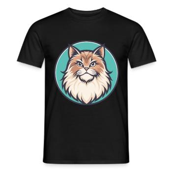 British Longhair Cat Breed Cartoon Kawaii Animal - Men's T-Shirt - black - Front - AI Model Male 178 light (178cm)