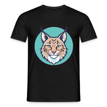 Lynx eurasien Chat race Dessin animé Kawaii Animal Animal Pet - T-shirt homme - noir - Devant - AI Model Male 178 light (178cm)