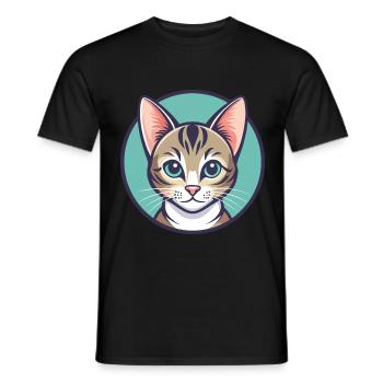 European Shorthair Cat Breed Cartoon Kawaii Animal - Men's T-Shirt - black - Front - AI Model Male 178 light (178cm)