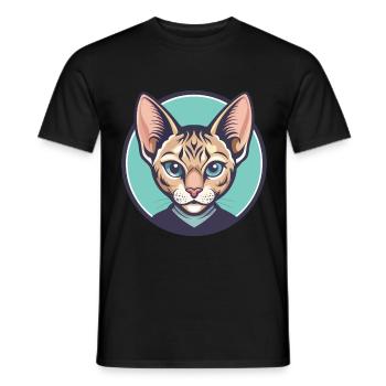 German Rex Cat Breed Cartoon Kawaii Animal Pet - Men's T-Shirt - black - Front - AI Model Male 178 light (178cm)