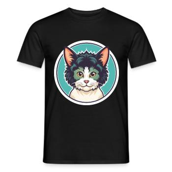 Laperm Chat Race Dessin Animé Kawaii Animal Pet - T-shirt homme - noir - Devant - AI Model Male 178 light (178cm)