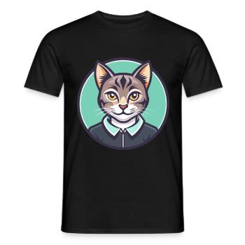 Chypre Chat Race Dessin Animé Kawaii Animal Animal Pet - T-shirt homme - noir - Devant - AI Model Male 178 light (178cm)