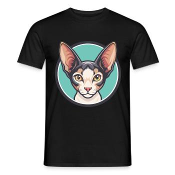 Cornish Rex Chat Race Dessin animé Kawaii Animal Pet - T-shirt homme - noir - Devant - AI Model Male 178 light (178cm)