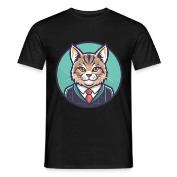 Scottish Straight Cat Breed Cartoon Kawaii Animal - Men's T-Shirt - black - Front - AI Model Male 178 light (178cm)