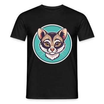 Ringtail américain chat race dessin animé Kawaii Animal - T-shirt homme - noir - Devant - AI Model Male 178 light (178cm)