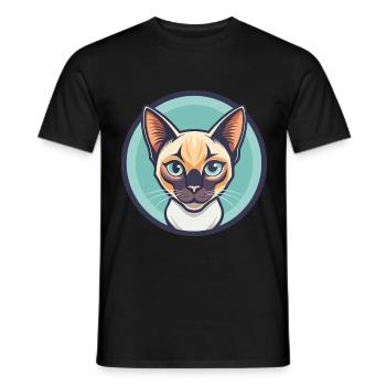 Chat thaïlandais race dessin animé Kawaii Animal Pet - T-shirt homme - noir - Devant - AI Model Male 178 light (178cm)