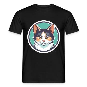 Turc Van Chat Race Dessin Animé Kawaii Animal Pet - T-shirt homme - noir - Devant - AI Model Male 178 light (178cm)