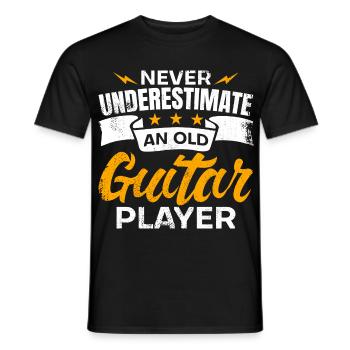 Ne sous-estimez jamais un vieux guitariste - T-shirt homme - noir - Devant - AI Model Male 178 light (178cm)