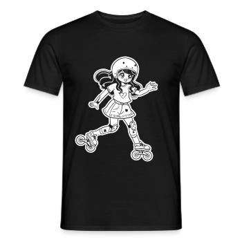 patin à roulettes fille dessin animé - T-shirt homme - noir - Devant - AI Model Male 178 light (178cm)