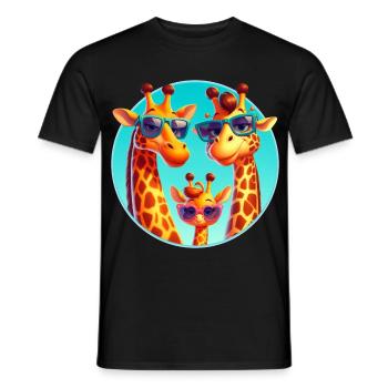 Cool giraffe family with sunglasses - Men's T-Shirt - black - Front - AI Model Male 178 light (178cm)