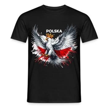 Pologne Polska polonais rouge blanc aigle couronne cadeau - T-shirt homme - noir - Devant - AI Model Male 178 light (178cm)