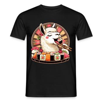 Sushi Lama Maki Geschenk - Männer T-Shirt - Schwarz - Vorne - AI Model Male 178 light (178cm)