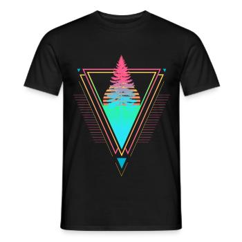 Tannenbaum Vaporwave Synthwave 90s 80s sunset - Men's T-Shirt - black - Front - AI Model Male 178 light (178cm)