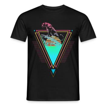 Tigre sibérien Vaporwave Synthwave des années 90 - T-shirt homme - noir - Devant - AI Model Male 178 light (178cm)