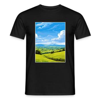Shropshire Hills Aonb Travel Poster Souvenir WPA - Men's T-Shirt - black - Front - AI Model Male 178 light (178cm)