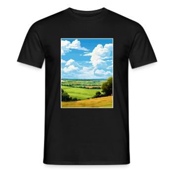 Kent Downs Aonb Travel Poster Souvenir Paint WPA - Men's T-Shirt - black - Front - AI Model Male 178 light (178cm)
