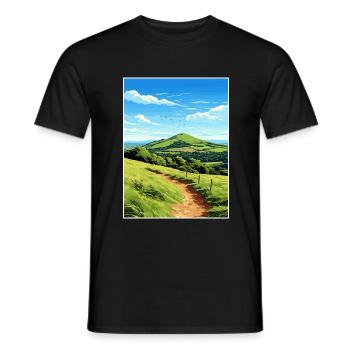 Malvern Hills Aonb Reise Poster Souvenir Farbe WP - Männer T-Shirt - Schwarz - Vorne - AI Model Male 178 light (178cm)