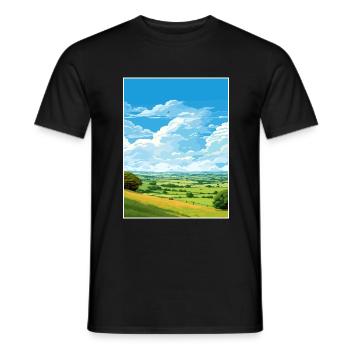 Mendip Hills Aonb Travel Poster Souvenir Paint WPA - Men's T-Shirt - black - Front - AI Model Male 178 light (178cm)