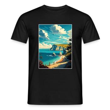 Île de Wight Anob Affiche de voyage Souvenir Peinture WP - T-shirt homme - noir - Devant - AI Model Male 178 light (178cm)