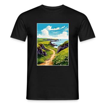 Hartland Quay Devon Vintage Travel Poster Souvenir - Men's T-Shirt - black - Front - AI Model Male 178 light (178cm)