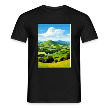 Malvern Hills Aonb Reise Poster Souvenir Farbe WP - Männer T-Shirt - Schwarz - Vorne - AI Model Male 178 light (178cm)