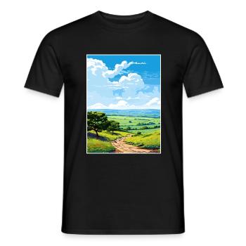 Quantock Hills Aonb Vintage Travel Poster Souvenir - Men's T-Shirt - black - Front - AI Model Male 178 light (178cm)