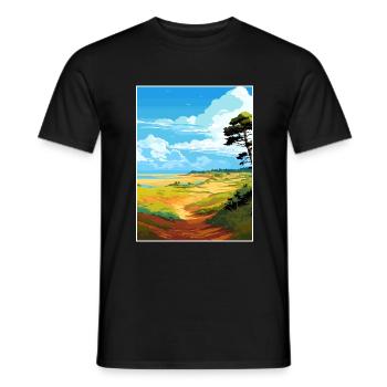 Suffolk Coast Heaths Travel Poster Souvenir WPA - Men's T-Shirt - black - Front - AI Model Male 178 light (178cm)