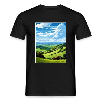 Shropshire Hills Aonb Travel Poster Souvenir WPA - Men's T-Shirt - black - Front - AI Model Male 178 light (178cm)